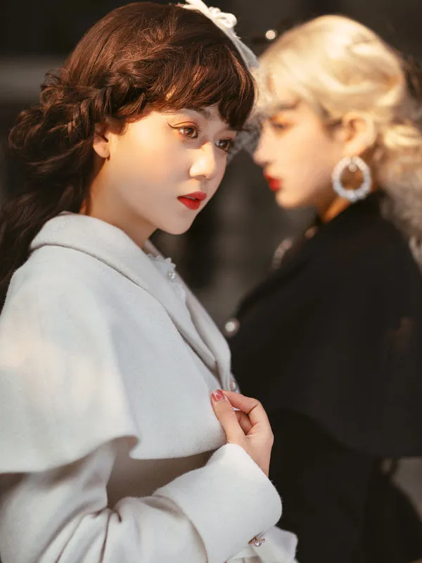 Classic Lolita Coats White Metal Details Polyester Long Sleeve Overcoat Lolita Outwears