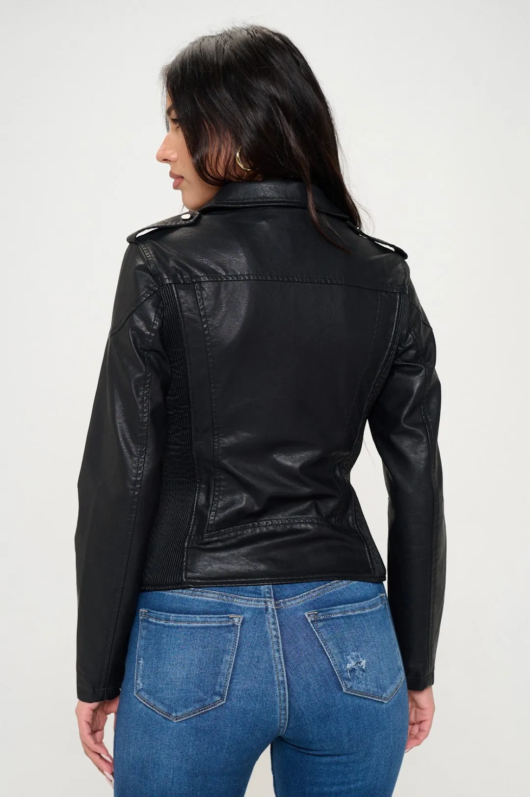 Classic Vegan Biker Jacket - Black
