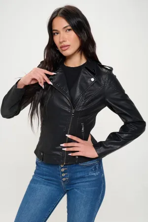 Classic Vegan Biker Jacket - Black