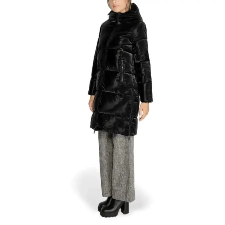 CLERÈ Women's Black Polyester Jacket with Pockets and Zip