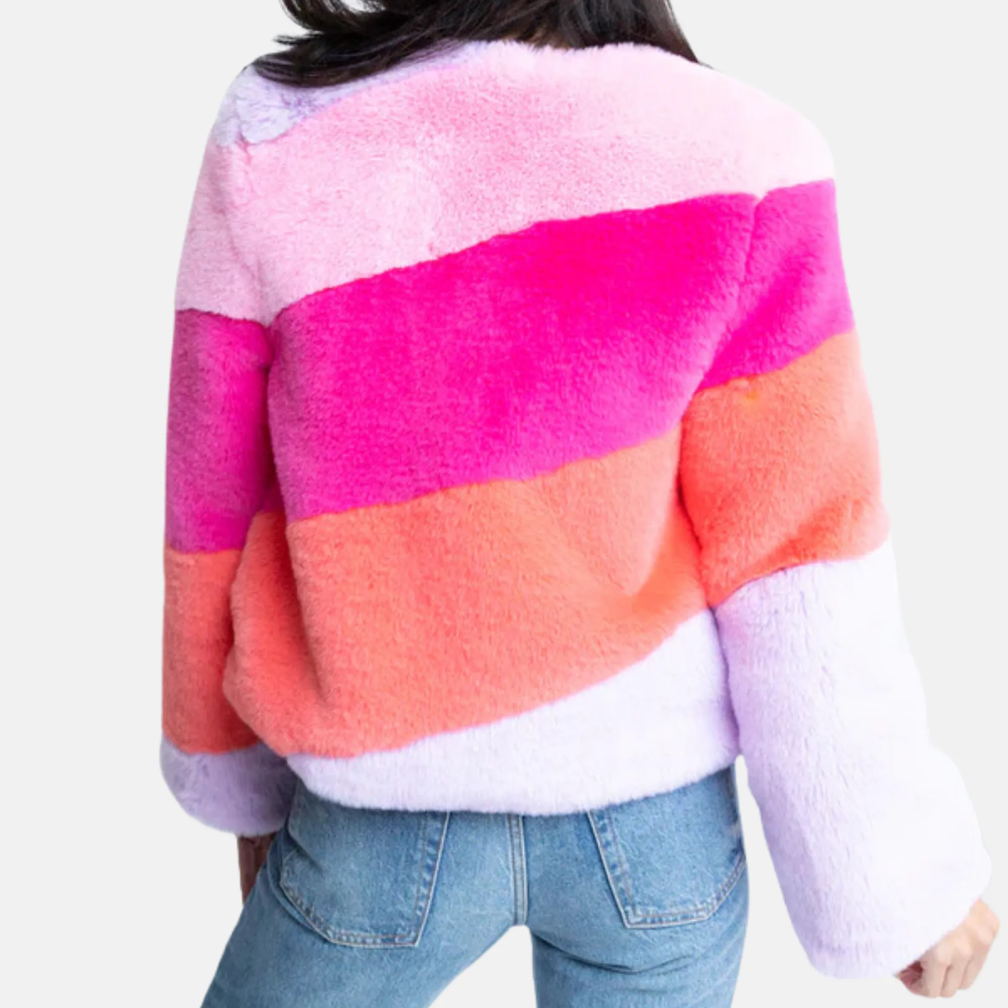 Colorblock Fur Jacket