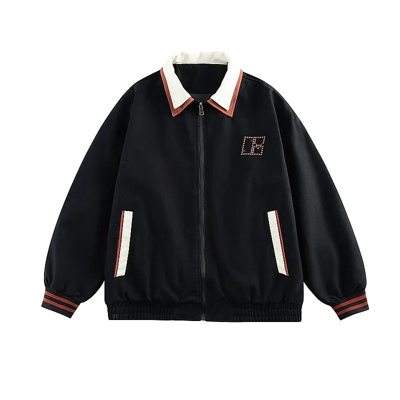 Contrast Collar Lapel Jacket