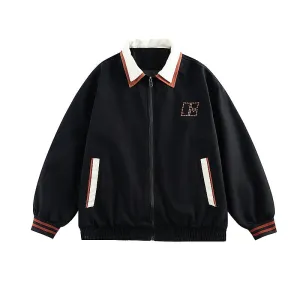 Contrast Collar Lapel Jacket
