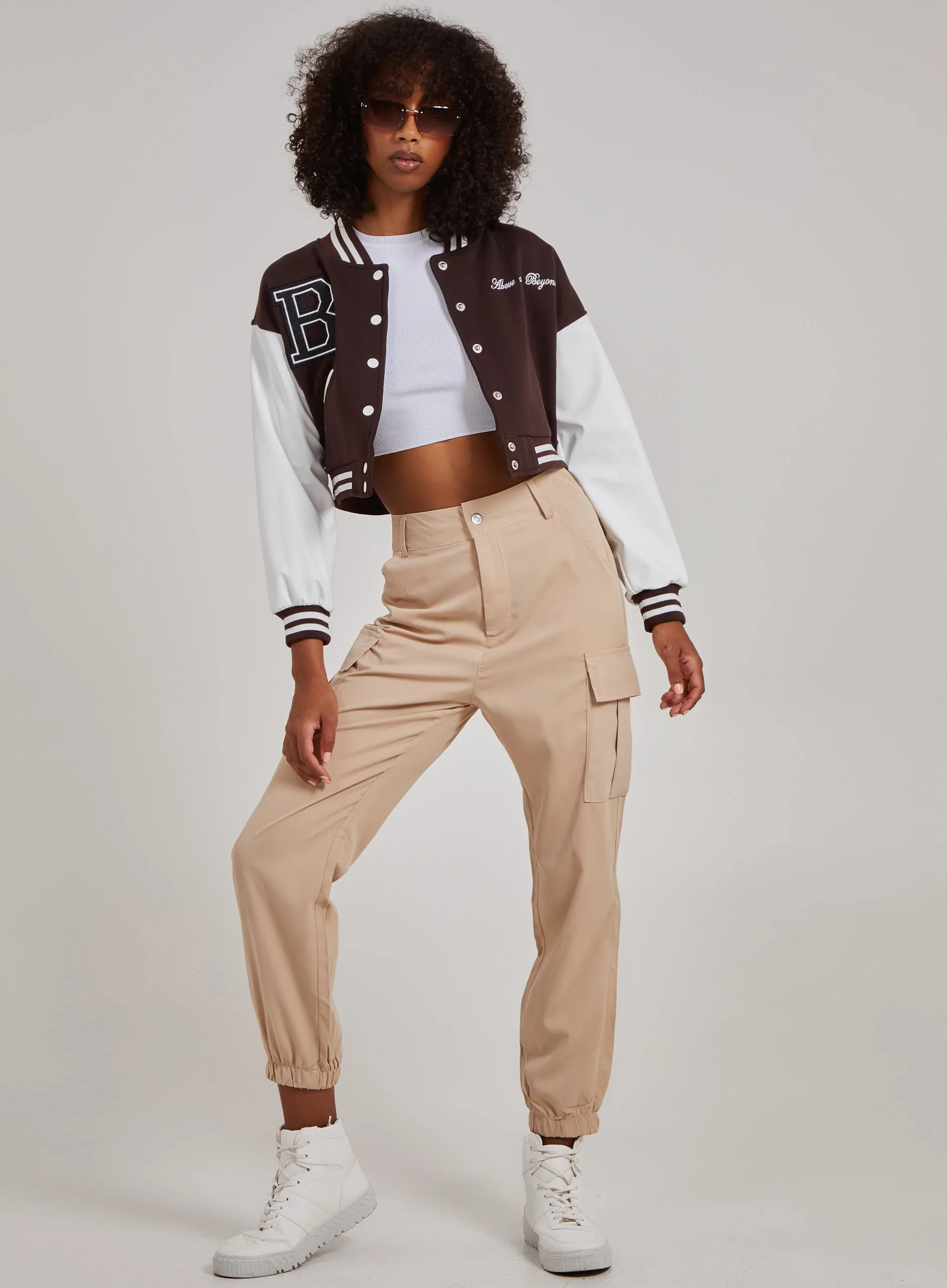 Contrast Sleeve Baseball Jacket