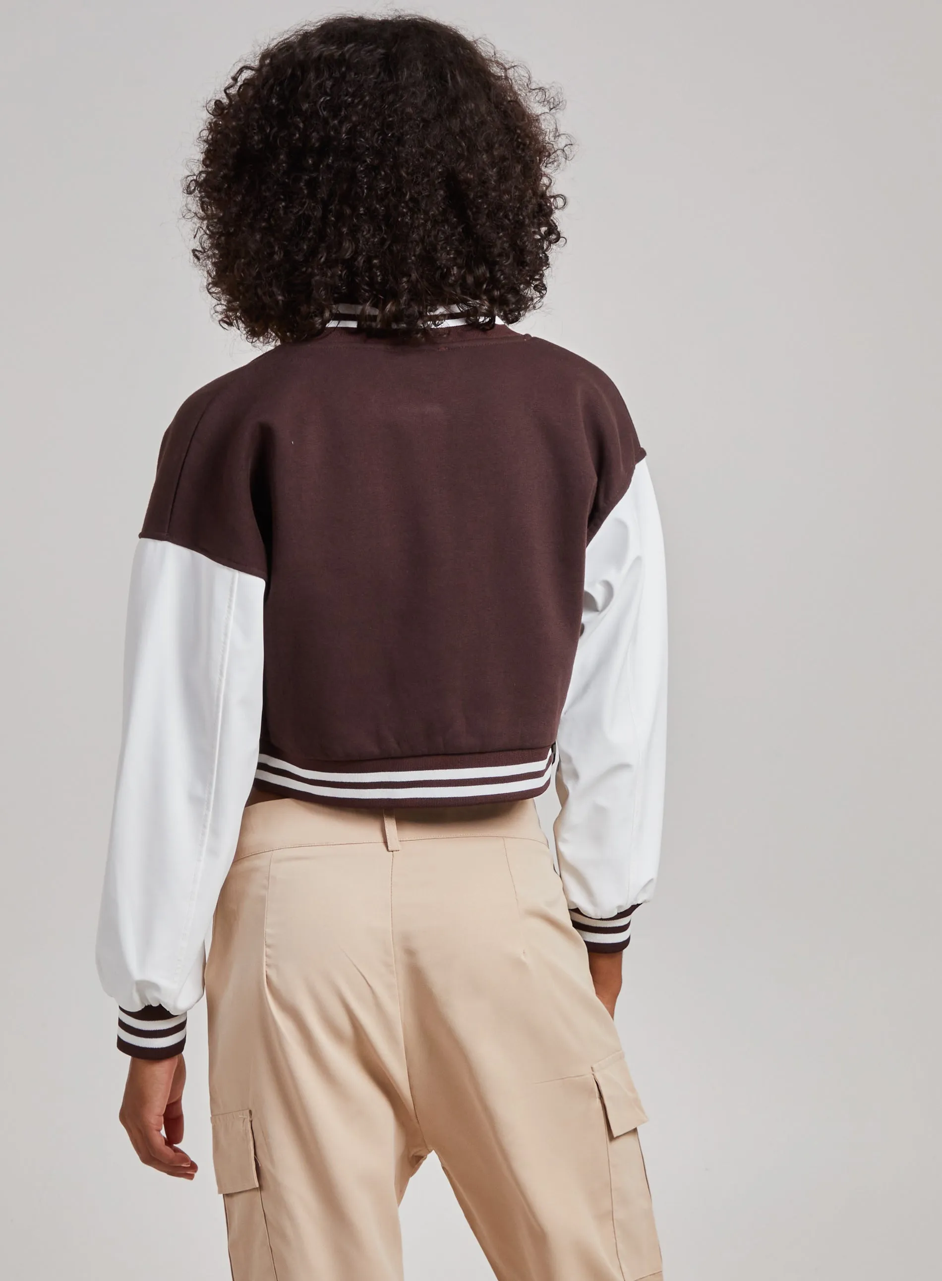 Contrast Sleeve Baseball Jacket