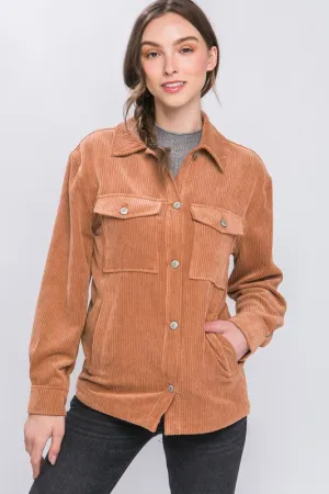 Corduroy Button Down Shirt / Jacket with Pockets