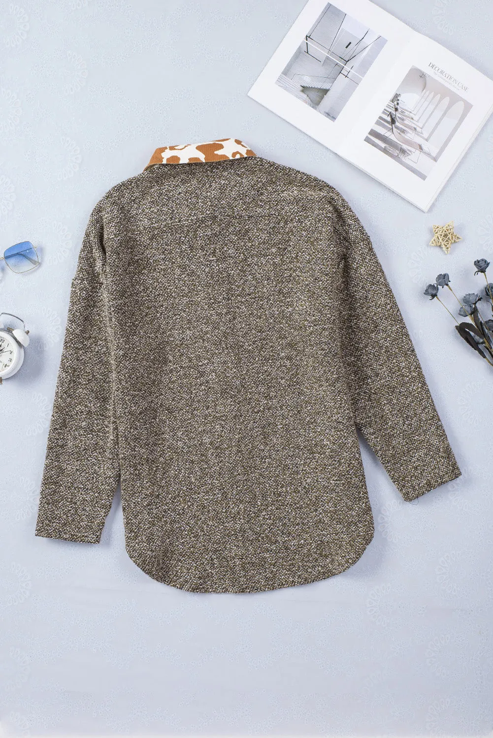 Cow Print Buttoned Shirt Jacket