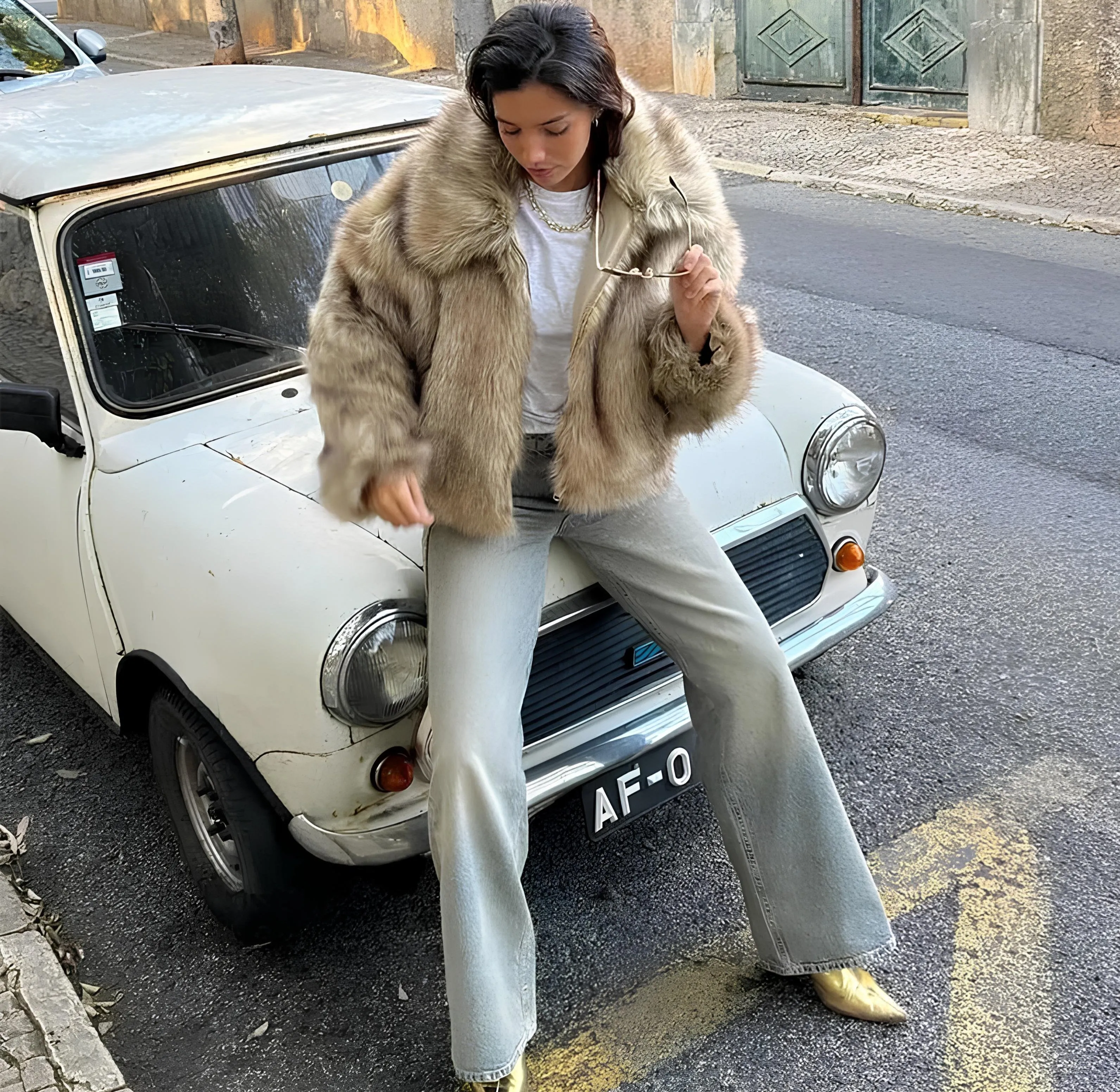 Cozy Fluffy Faux Fur Cropped Coat