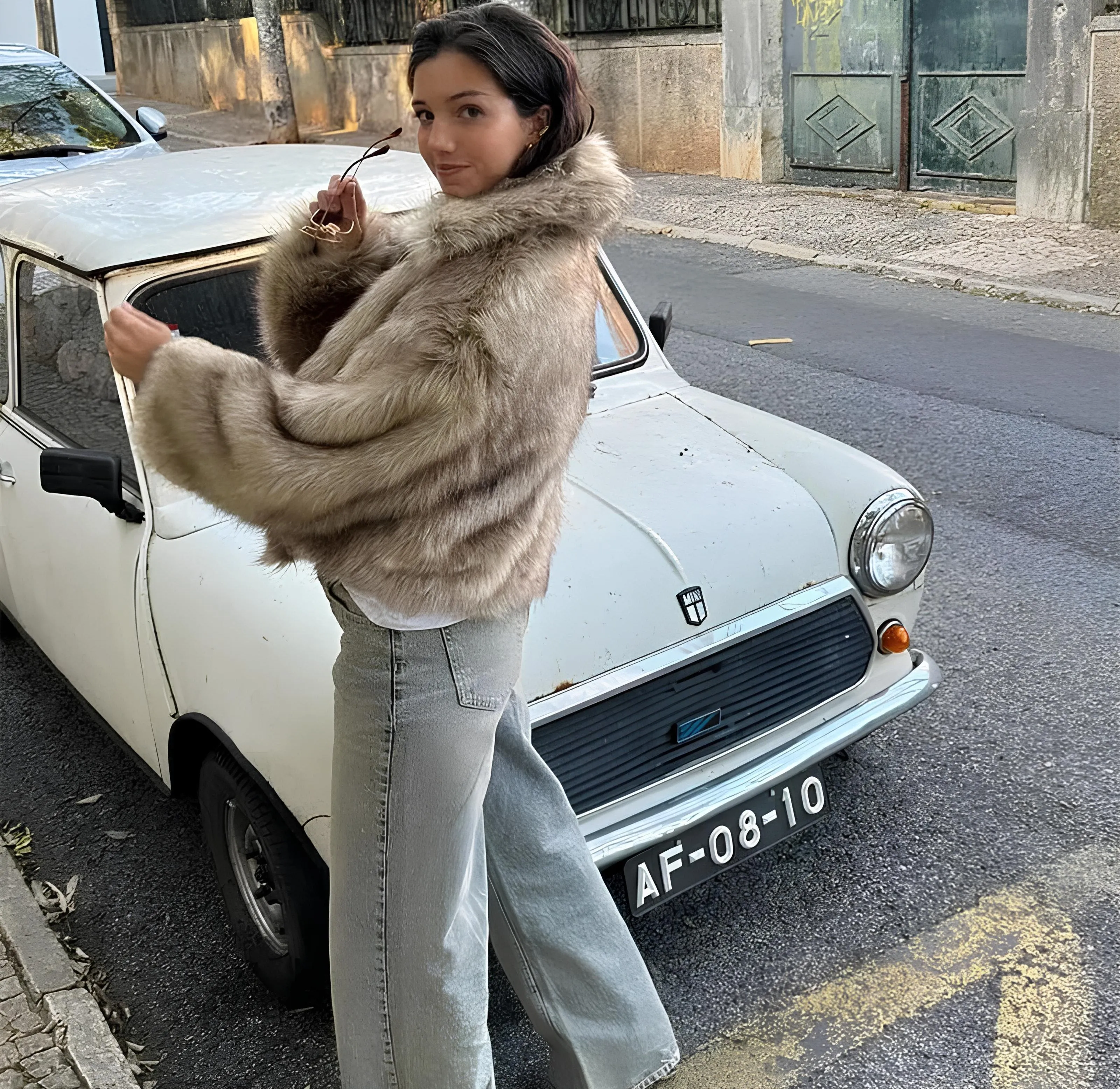 Cozy Fluffy Faux Fur Cropped Coat