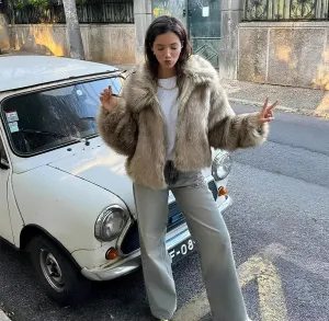 Cozy Fluffy Faux Fur Cropped Coat