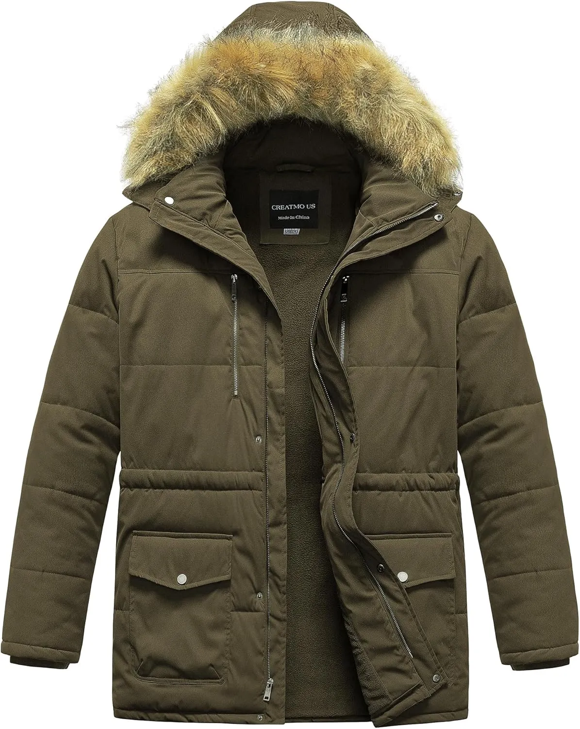 CREATMO US Men's Big and Tall Winter Coat Waterprpoof Long Puffer Jacket