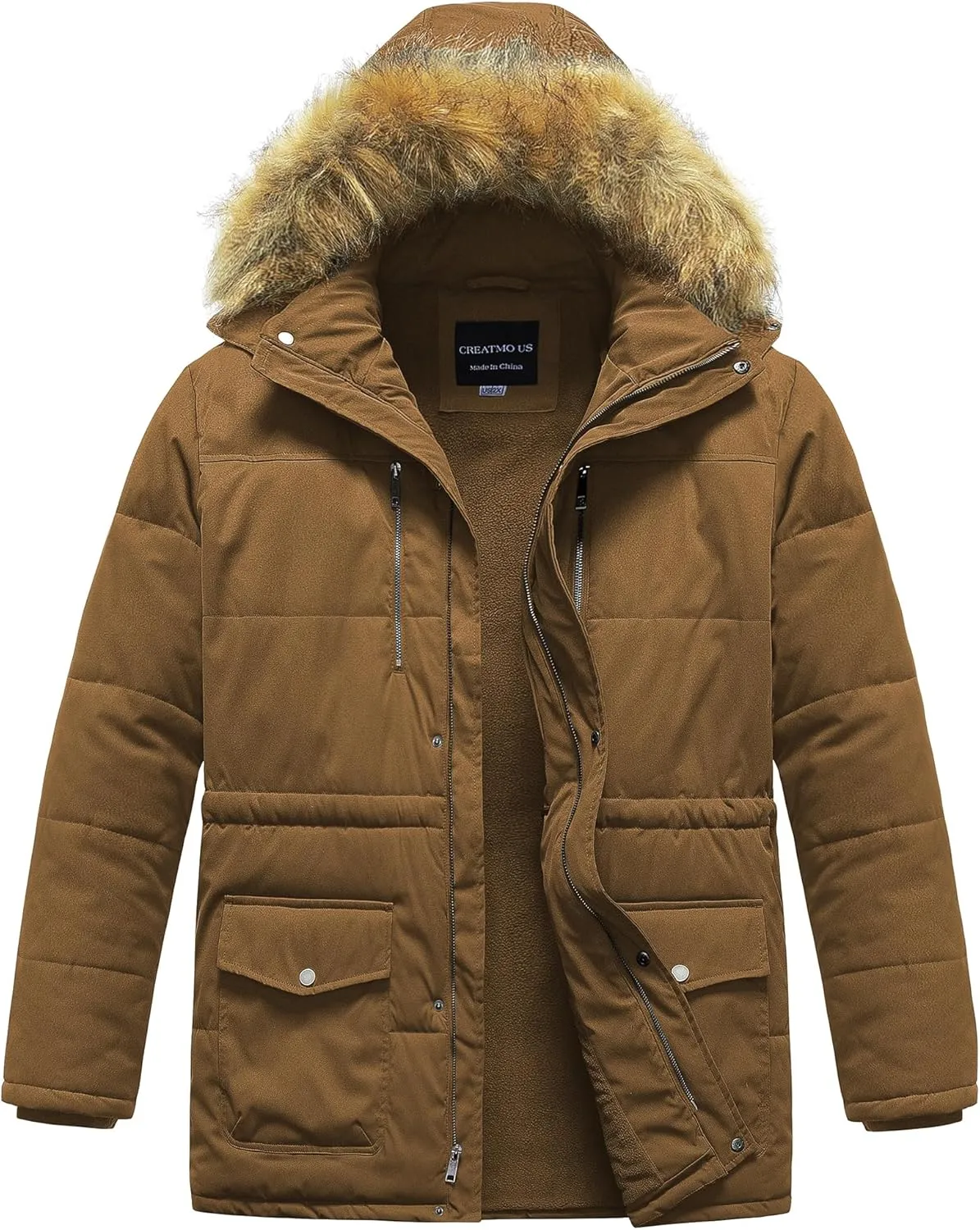 CREATMO US Men's Big and Tall Winter Coat Waterprpoof Long Puffer Jacket