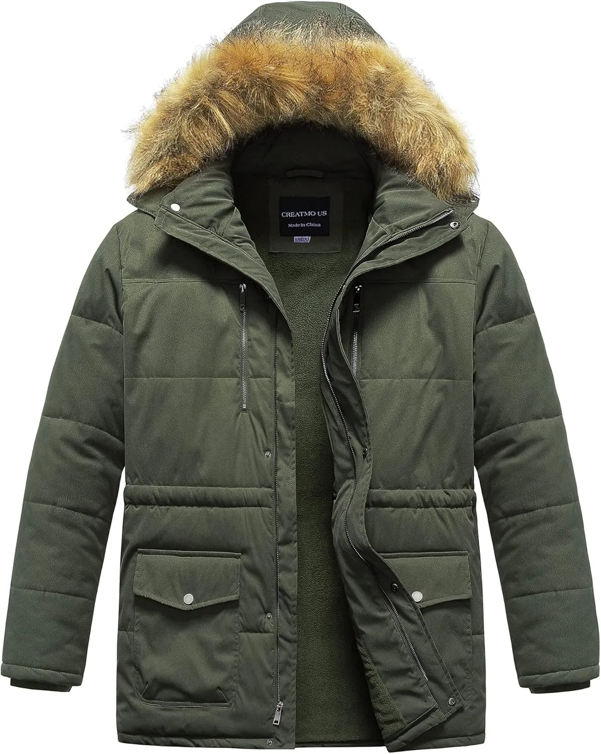 CREATMO US Men's Big and Tall Winter Coat Waterprpoof Long Puffer Jacket