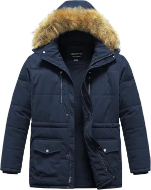 CREATMO US Men's Big and Tall Winter Coat Waterprpoof Long Puffer Jacket