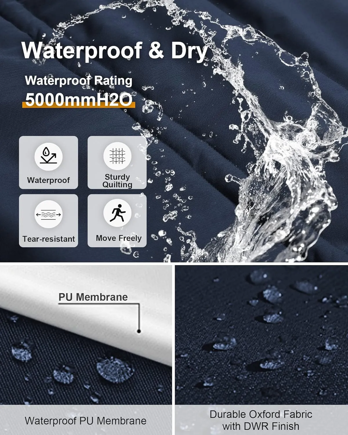 CREATMO US Men's Big and Tall Winter Coat Waterprpoof Long Puffer Jacket