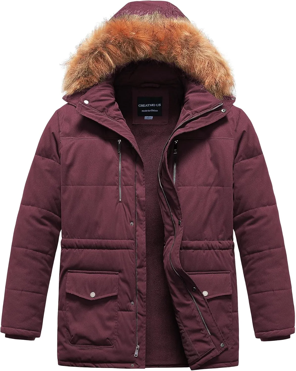 CREATMO US Men's Big and Tall Winter Coat Waterprpoof Long Puffer Jacket