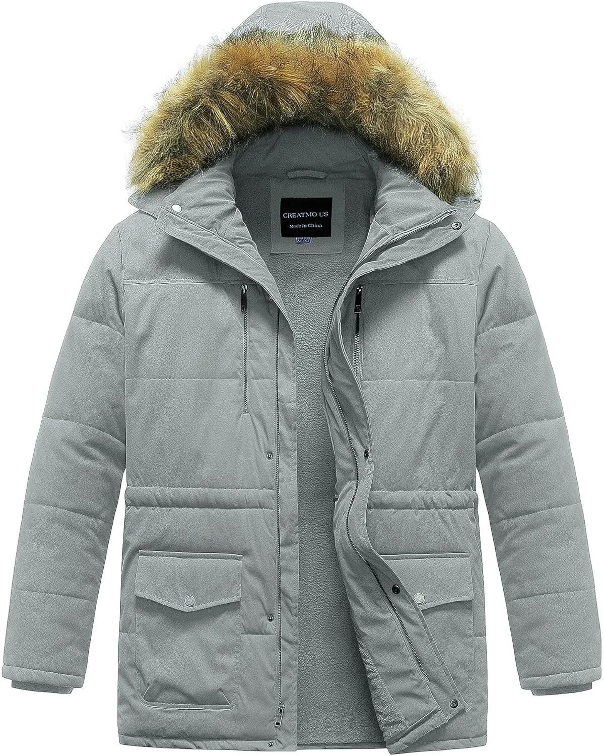 CREATMO US Men's Big and Tall Winter Coat Waterprpoof Long Puffer Jacket