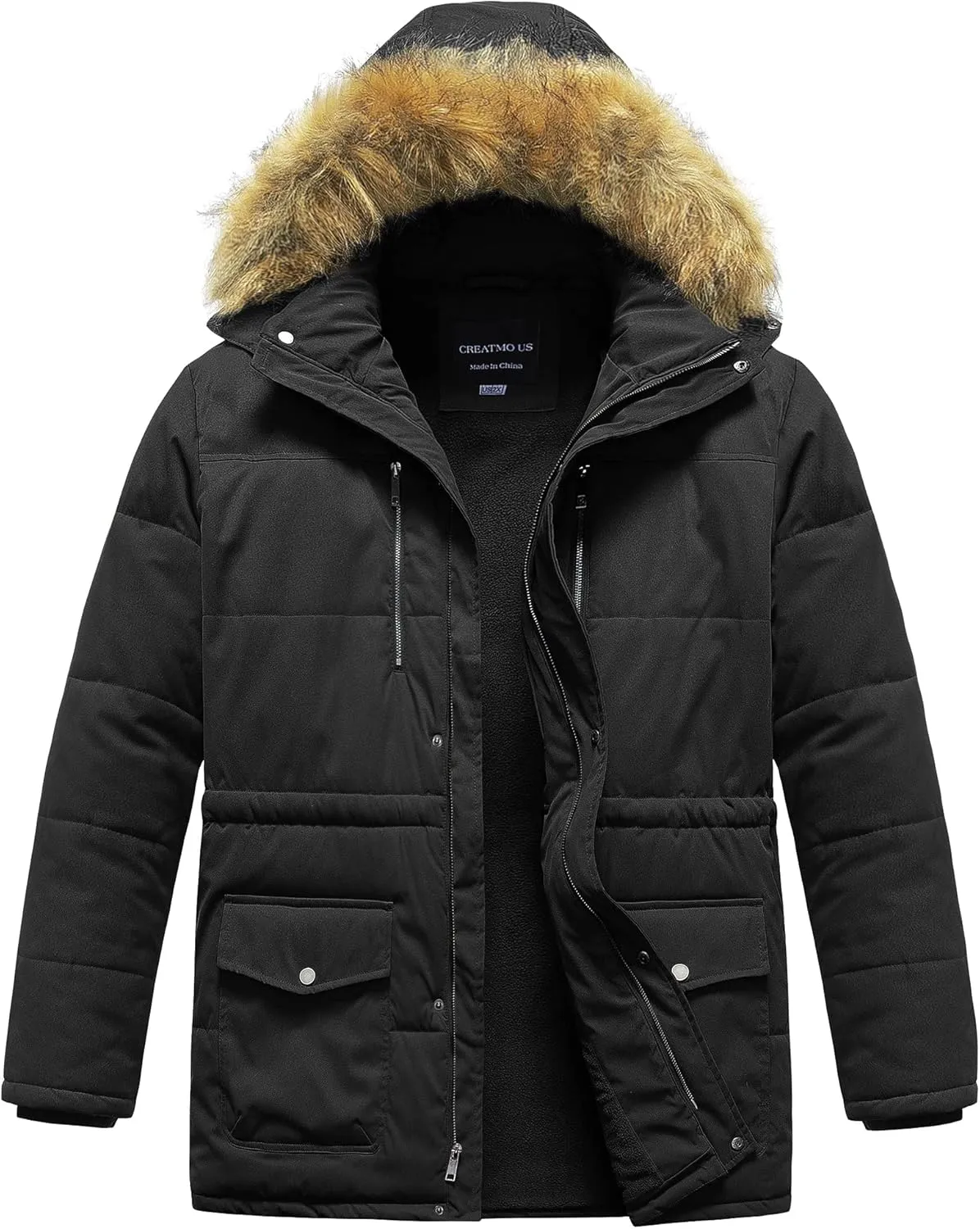 CREATMO US Men's Big and Tall Winter Coat Waterprpoof Long Puffer Jacket