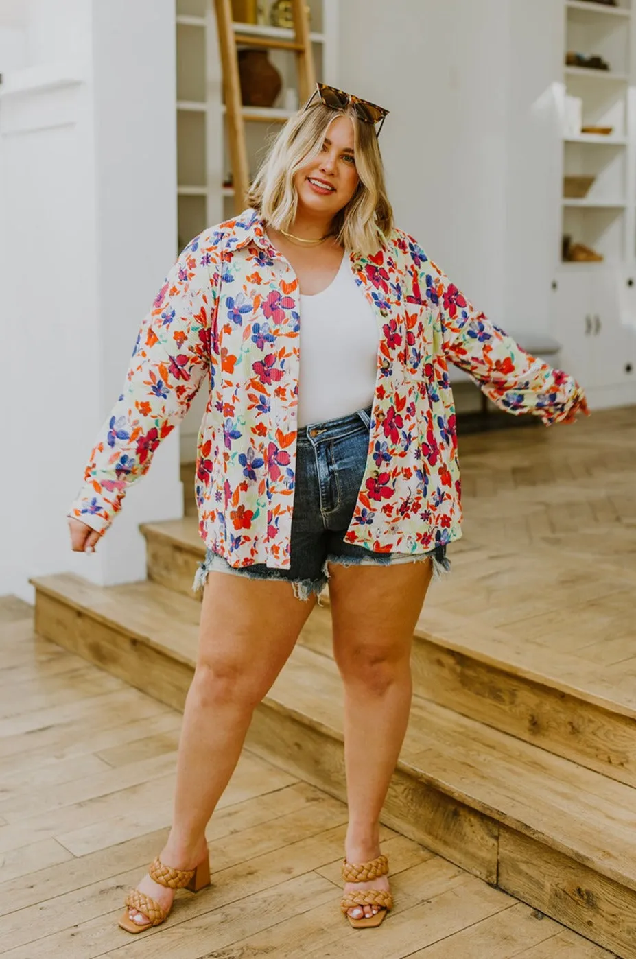 Dancing Flowers Lightweight Corduroy Jacket