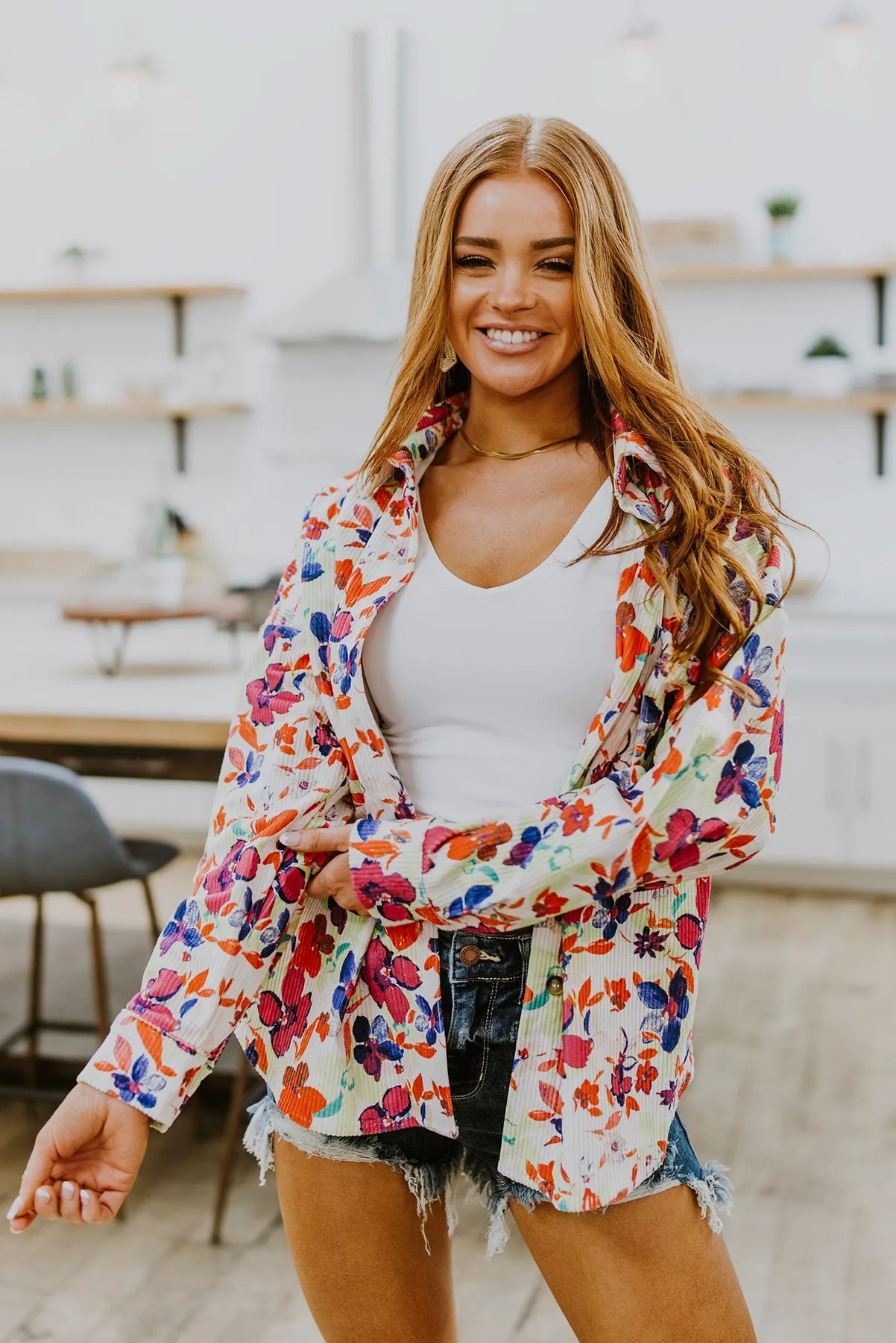 Dancing Flowers Lightweight Corduroy Jacket