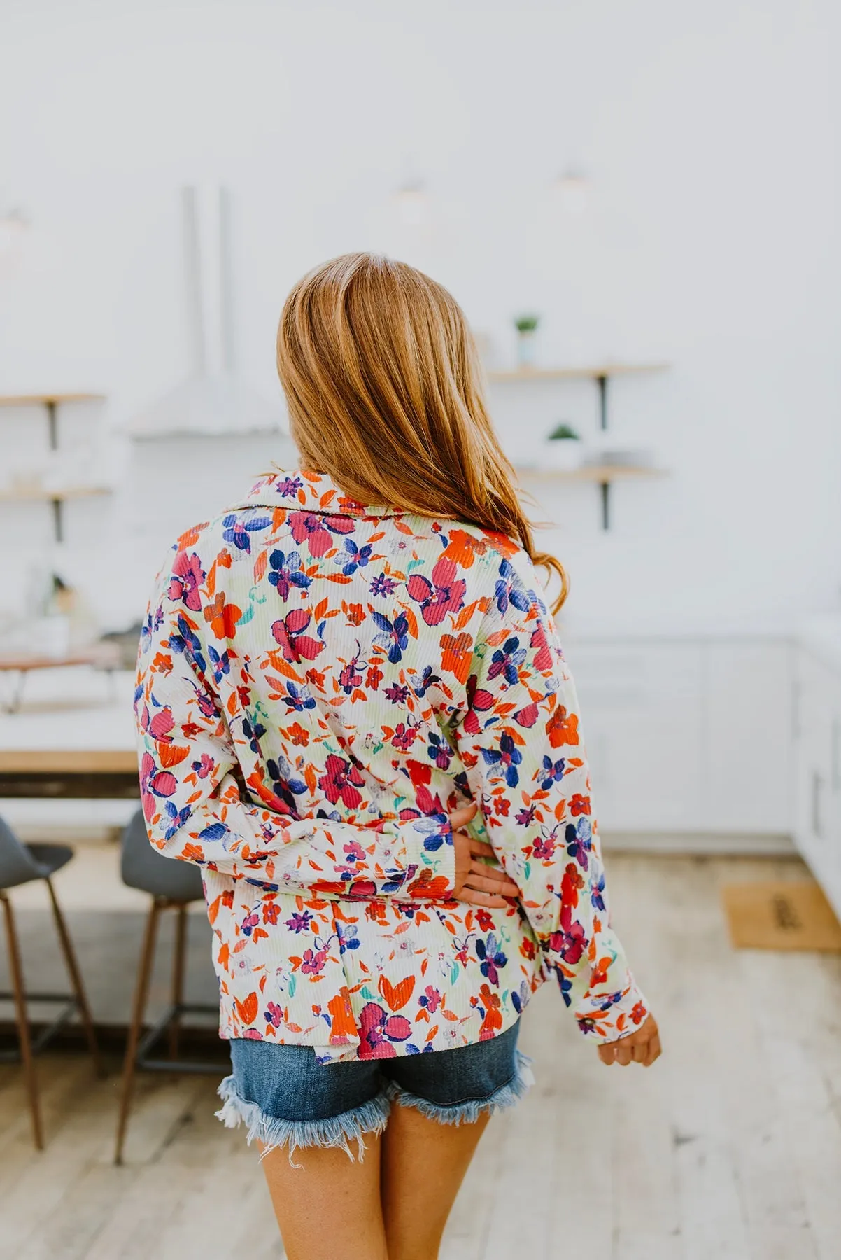 Dancing Flowers Lightweight Corduroy Jacket