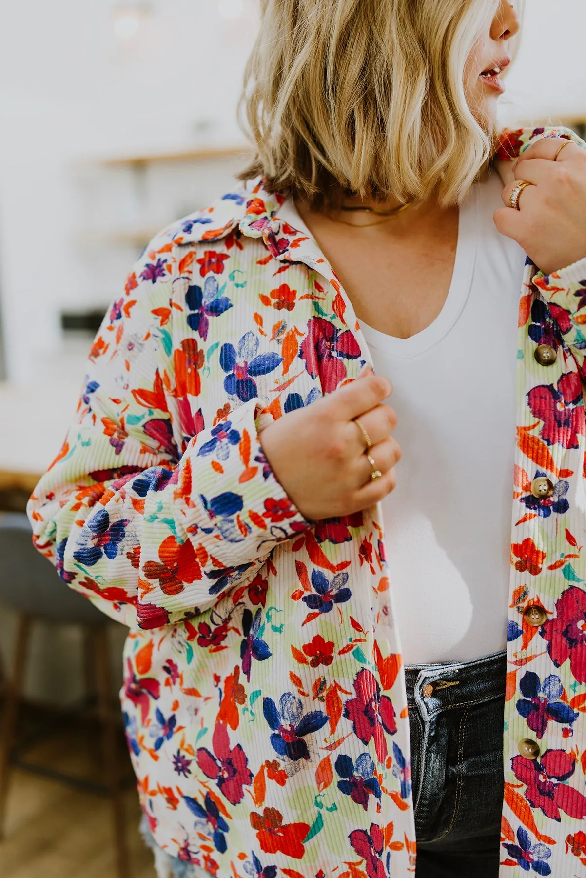 Dancing Flowers Lightweight Corduroy Jacket