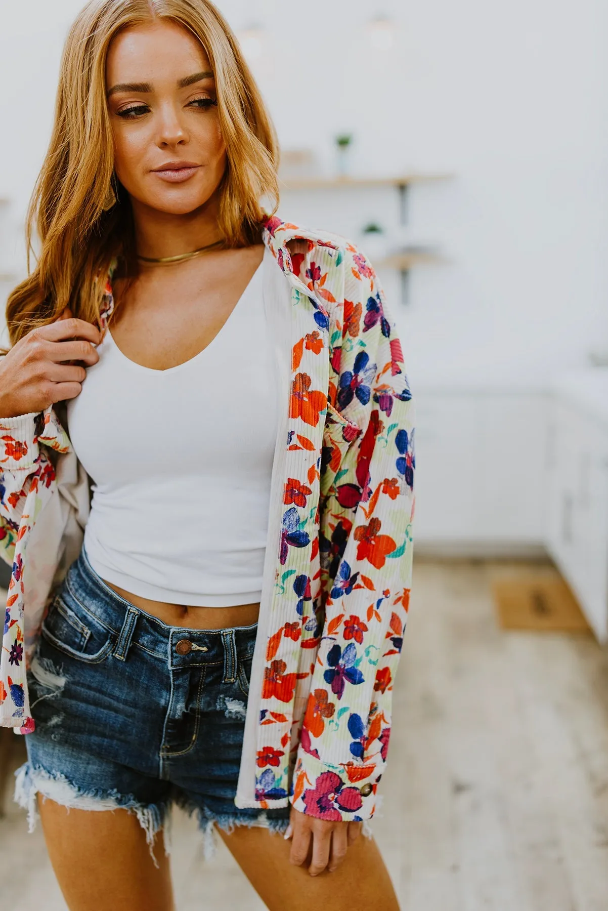 Dancing Flowers Lightweight Corduroy Jacket