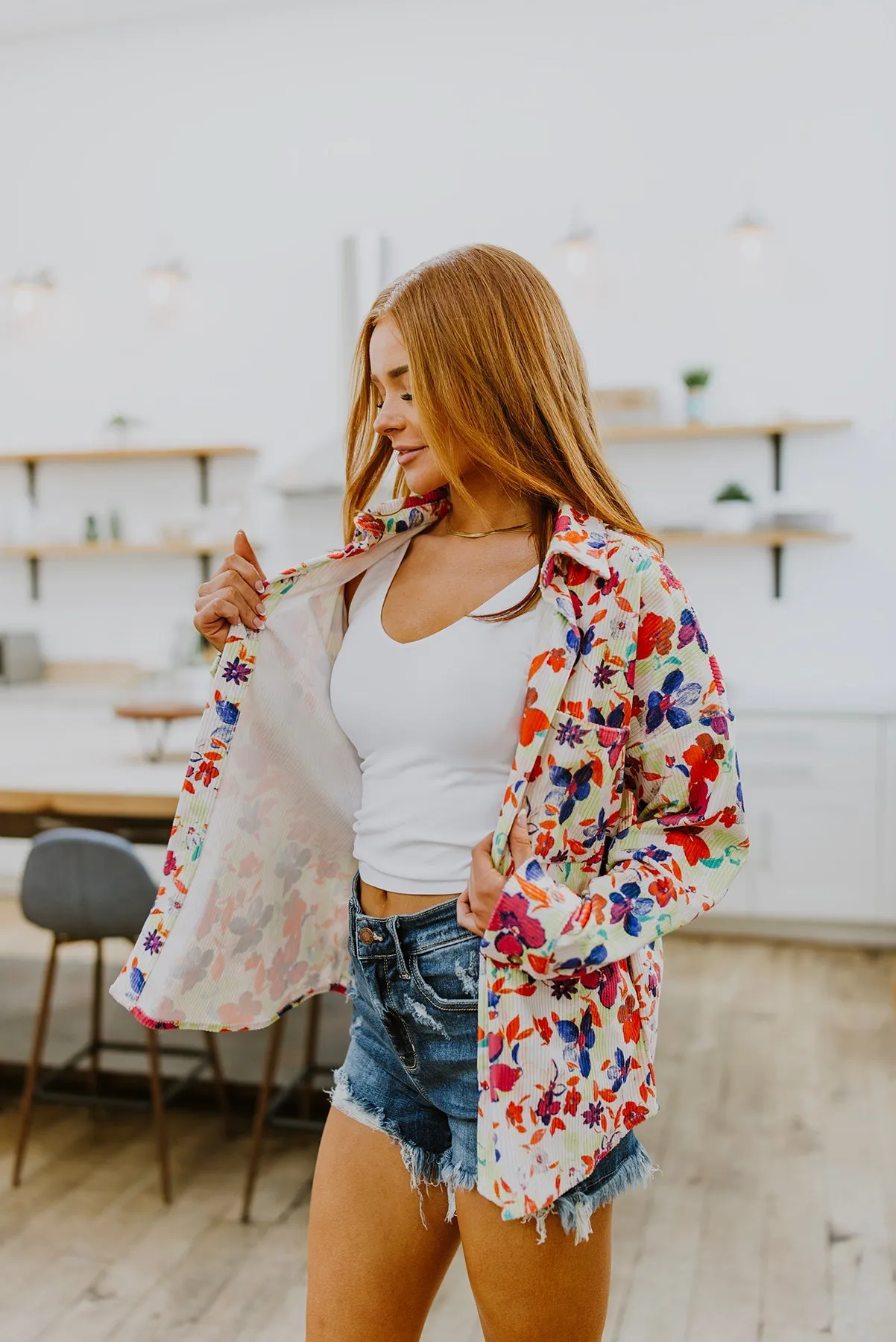 Dancing Flowers Lightweight Corduroy Jacket