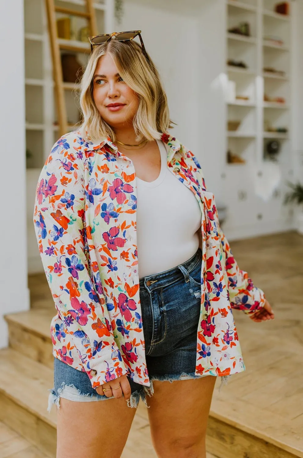 Dancing Flowers Lightweight Corduroy Jacket