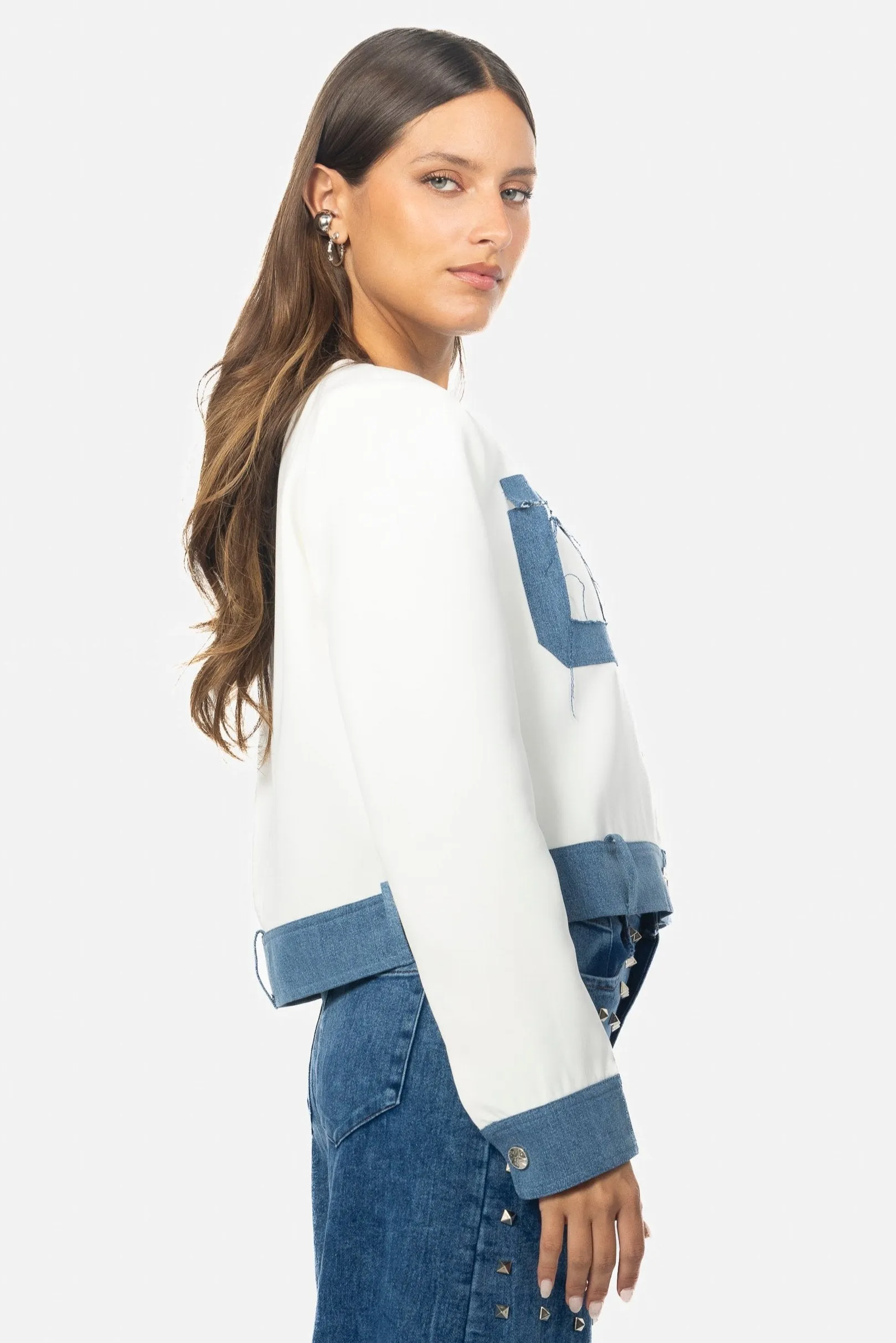DENIM CONTRAST BUTTON JACKET