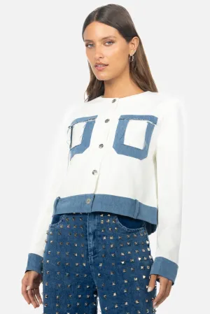 DENIM CONTRAST BUTTON JACKET