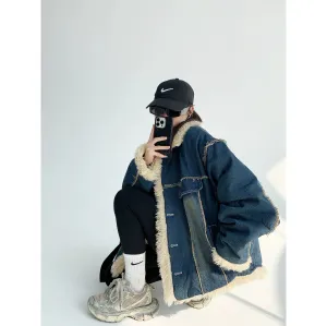 Denim Sherpa-Lined Coat