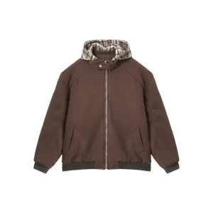 Detachable Hooded Plaid Woolen Quilted Jacket