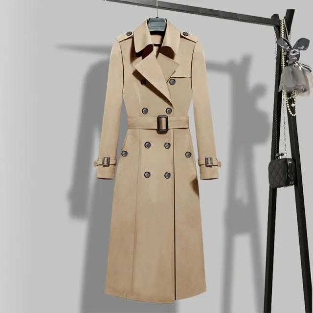 Double Breasted Long Trench with Belt