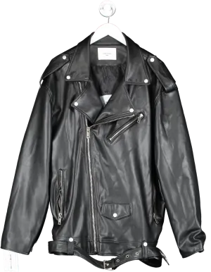 Dress Volume Black Leather Zip Up Jacket UK L