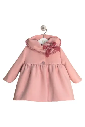 Dusky Pink Cloth Velvet Trim Coat