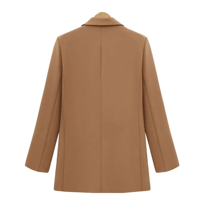 Elegant Winter Double Breasted Pocket Blazer Jacket