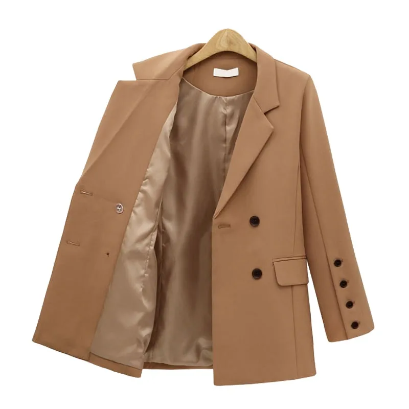 Elegant Winter Double Breasted Pocket Blazer Jacket