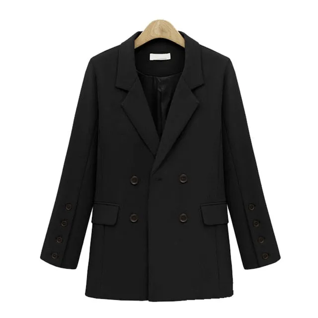 Elegant Winter Double Breasted Pocket Blazer Jacket