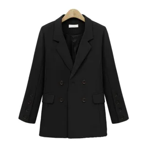 Elegant Winter Double Breasted Pocket Blazer Jacket