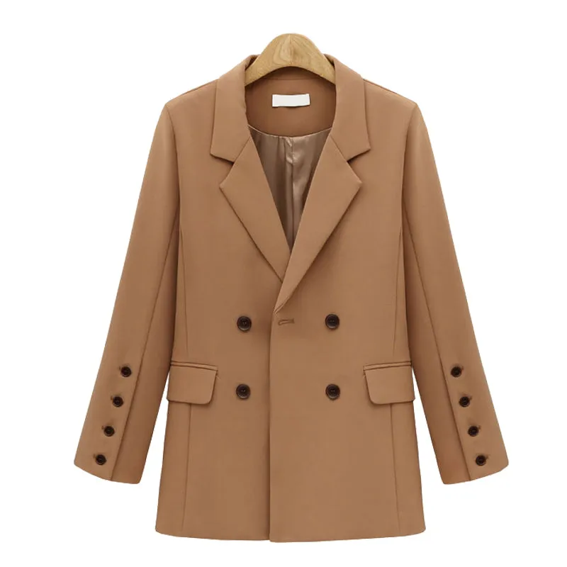 Elegant Winter Double Breasted Pocket Blazer Jacket