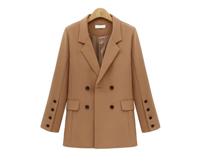 Elegant Winter Double Breasted Pocket Blazer Jacket