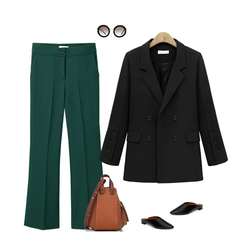 Elegant Winter Double Breasted Pocket Blazer Jacket