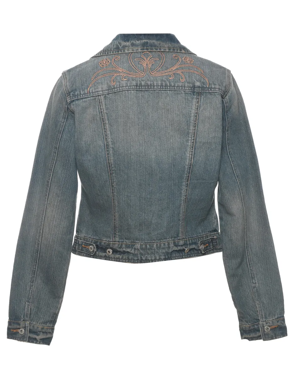 Embroidered Stonewash Denim Jacket - M