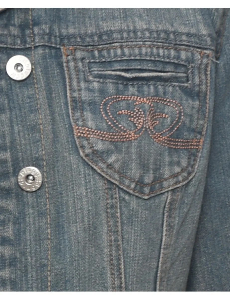 Embroidered Stonewash Denim Jacket - M