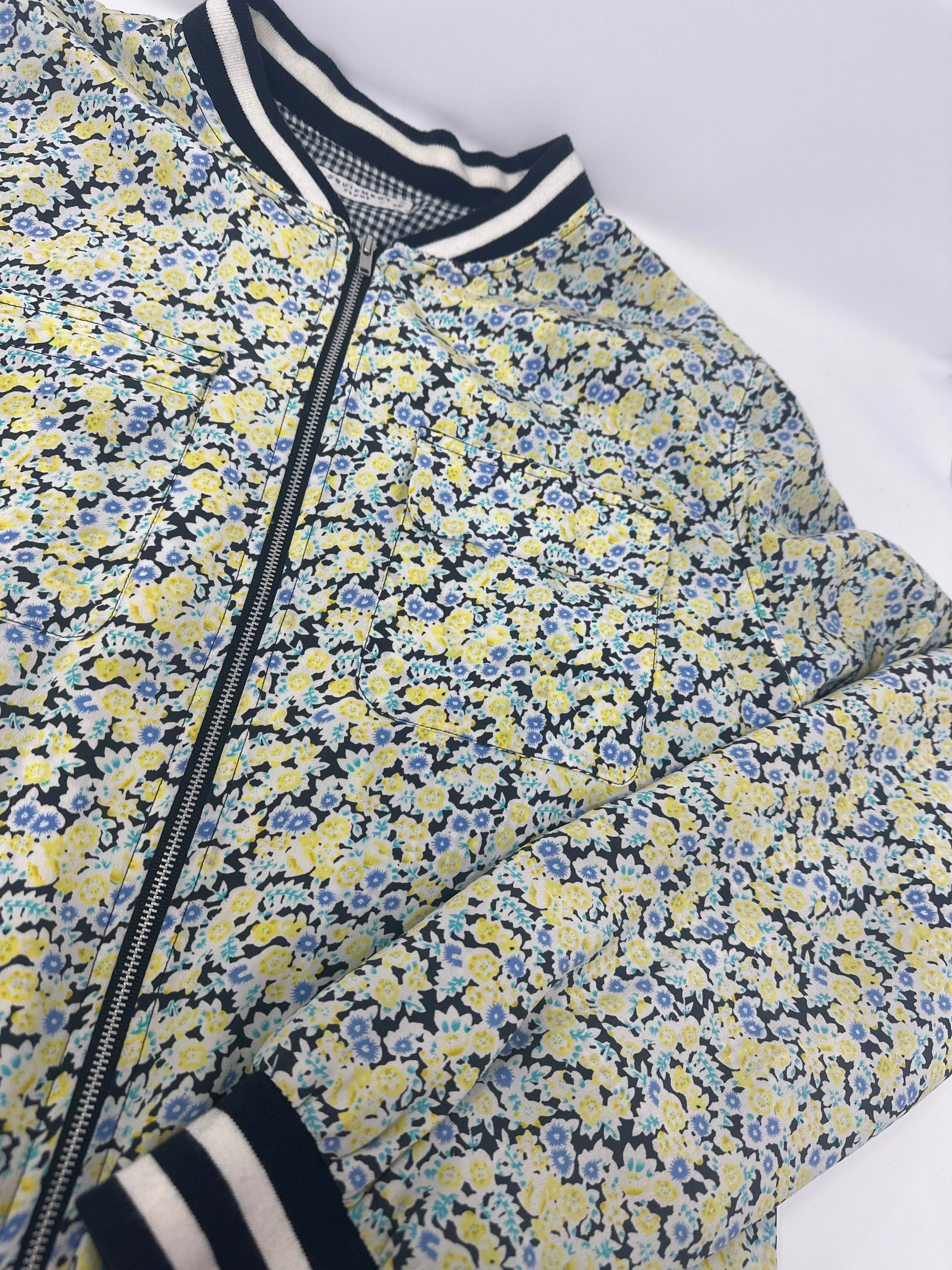Equipment Floral Print Silk Bomber Jacket