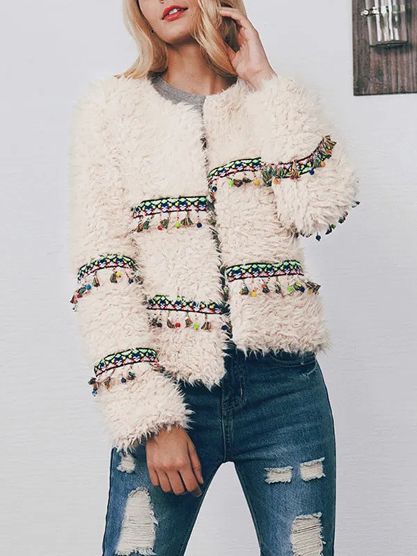 Fashion Ethnic Style Short Autumn And Winter Fringed Plush Coat