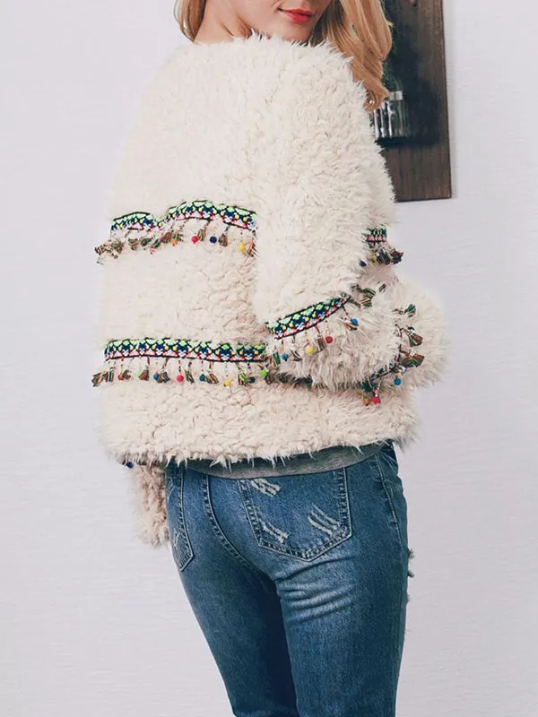Fashion Ethnic Style Short Autumn And Winter Fringed Plush Coat