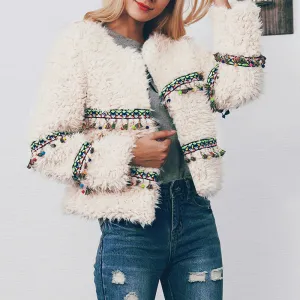 Fashion Ethnic Style Short Autumn And Winter Fringed Plush Coat
