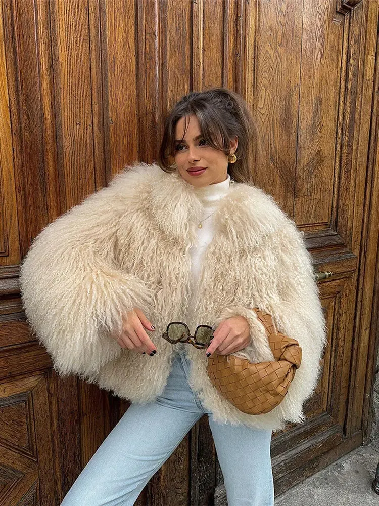 Fashion Faux Fur Fluffy Thickened Jacket For Women Oversized Long Sleeve Lapel Cardigan Coat Autumn Winter Lady Warm Outwear